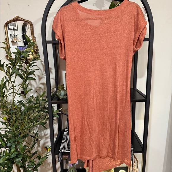 Mod Ref Asymmetrical Pink Tunic Dress with Tie Front 100% linen - Picture 5 of 7